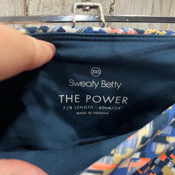 Sweaty Betty The Power 7/8 Leggings Blue Pixelated Orange Womens Size XXS - Picture 2 of 8